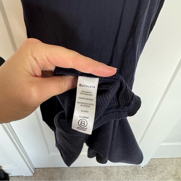 Athleta Sunstream Colorblock Midi Dress Ribbed Navy Side Stripe Size Small - Picture 5 of 7